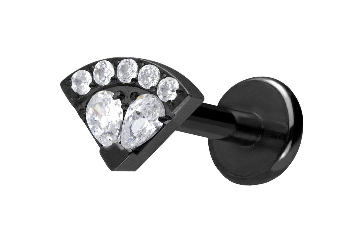 Titan Labret Piercing mit Push Fit KRISTALLFÄCHER